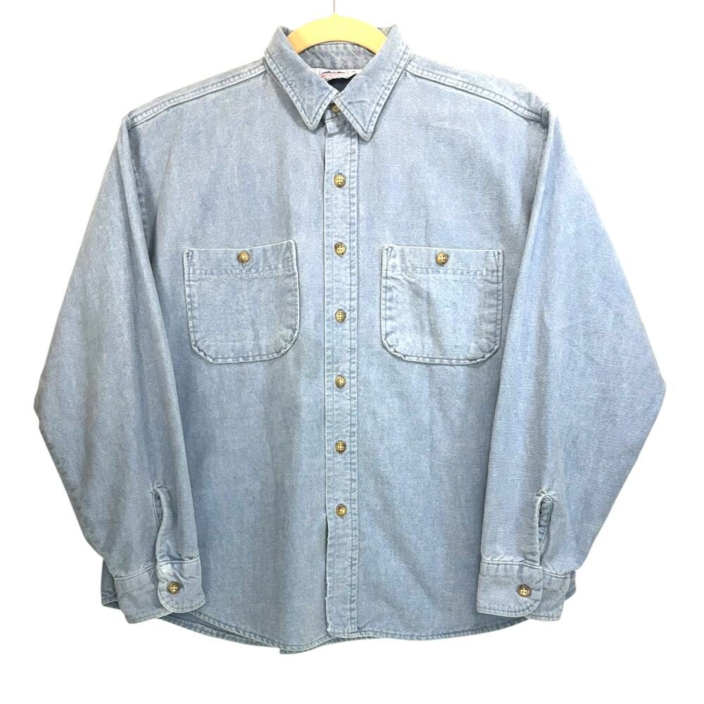 Vintage Chamois Flannel Shirt XL USA Heavyweight Blue Dakota Five Brother
